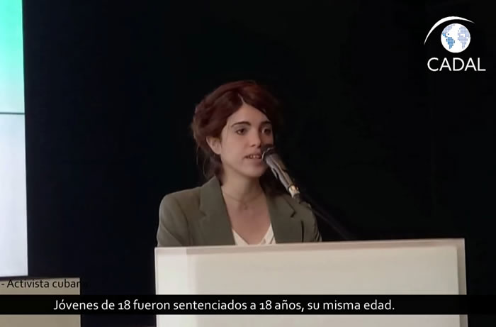 Carolina Barrero at the delivery of the Award for Diplomacy Committed to Human Rights in Cuba, 2019-2021