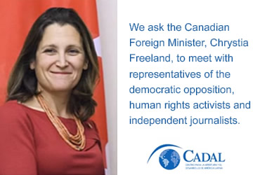 Request to the Chancellor of Canada on his official visit to Cuba